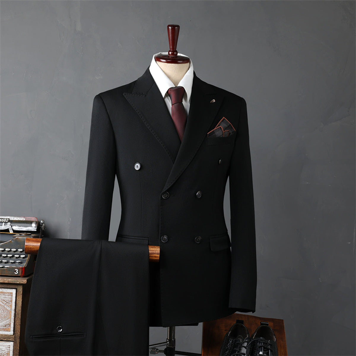 PrestigeForm™ – Men’s Double-Breasted Business Suit Set - enhanced image 5