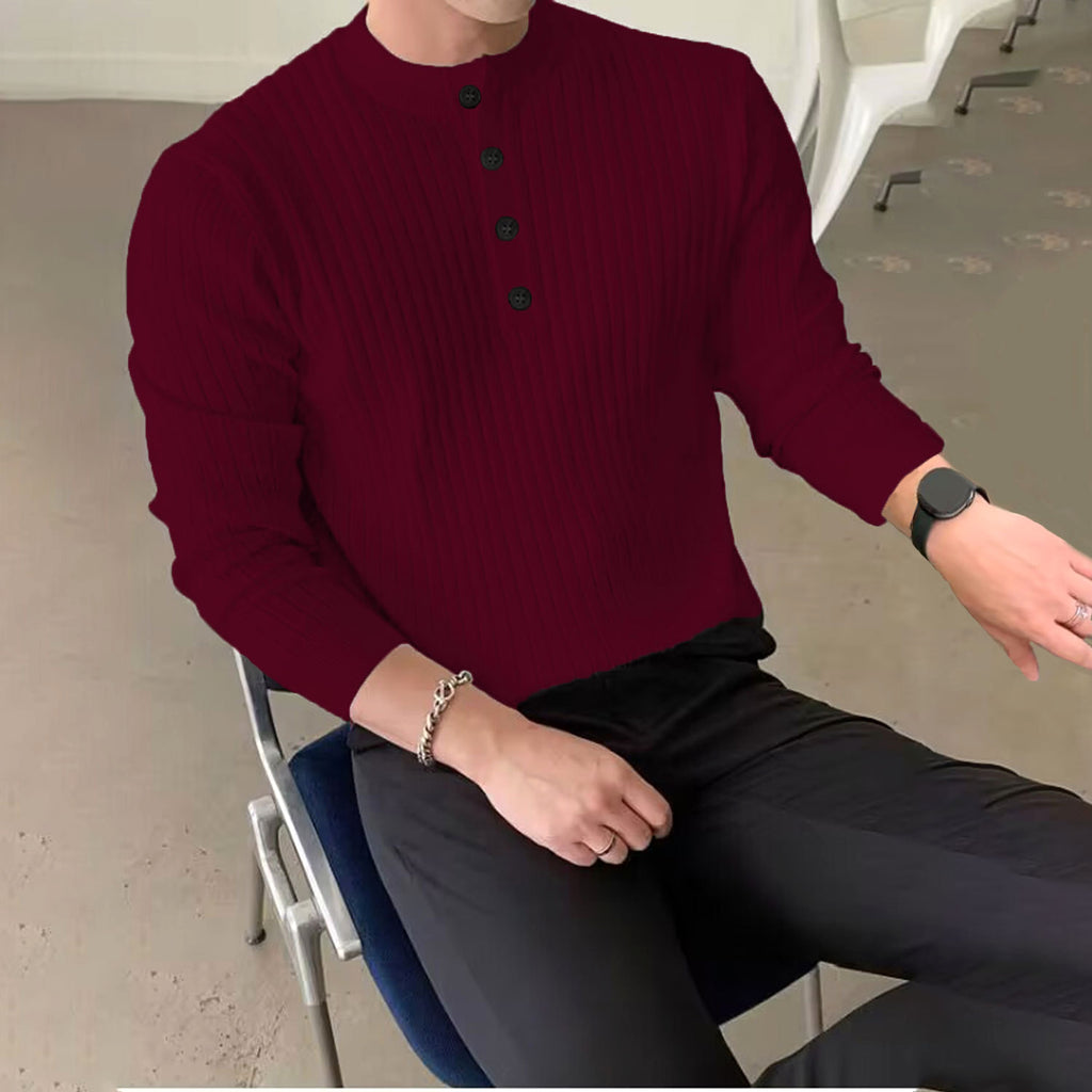 Men's Half-high Collar Button Sweater - enhanced image 5