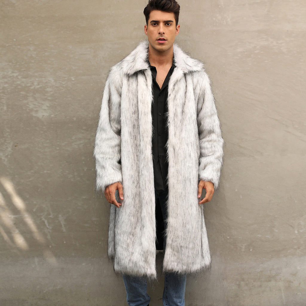 A.1 Men's Imitation Fox Fur Warm Coat Jacket - enhanced image 5