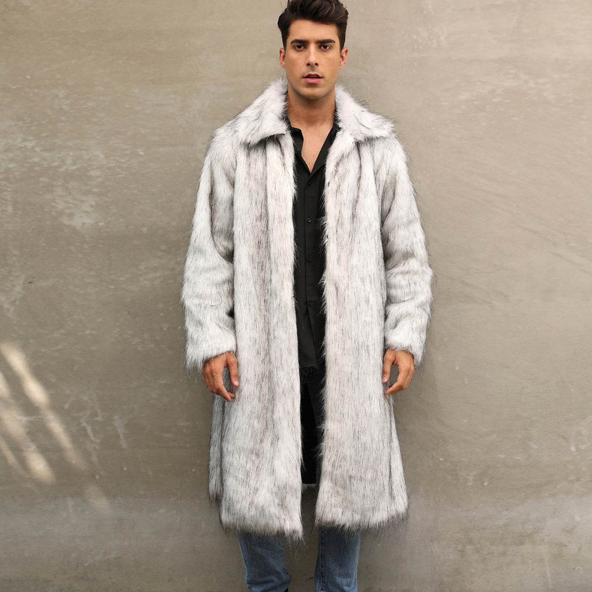 A.1 Men's Imitation Fox Fur Warm Coat Jacket - enhanced image 5