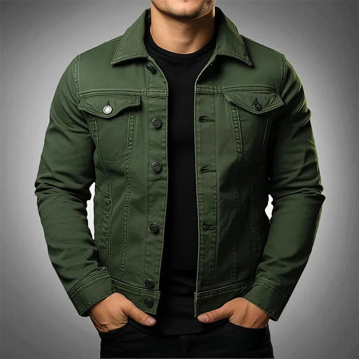 Men's Jacket Denim Coat Tooling Solid Color Thick Coat - enhanced image 5