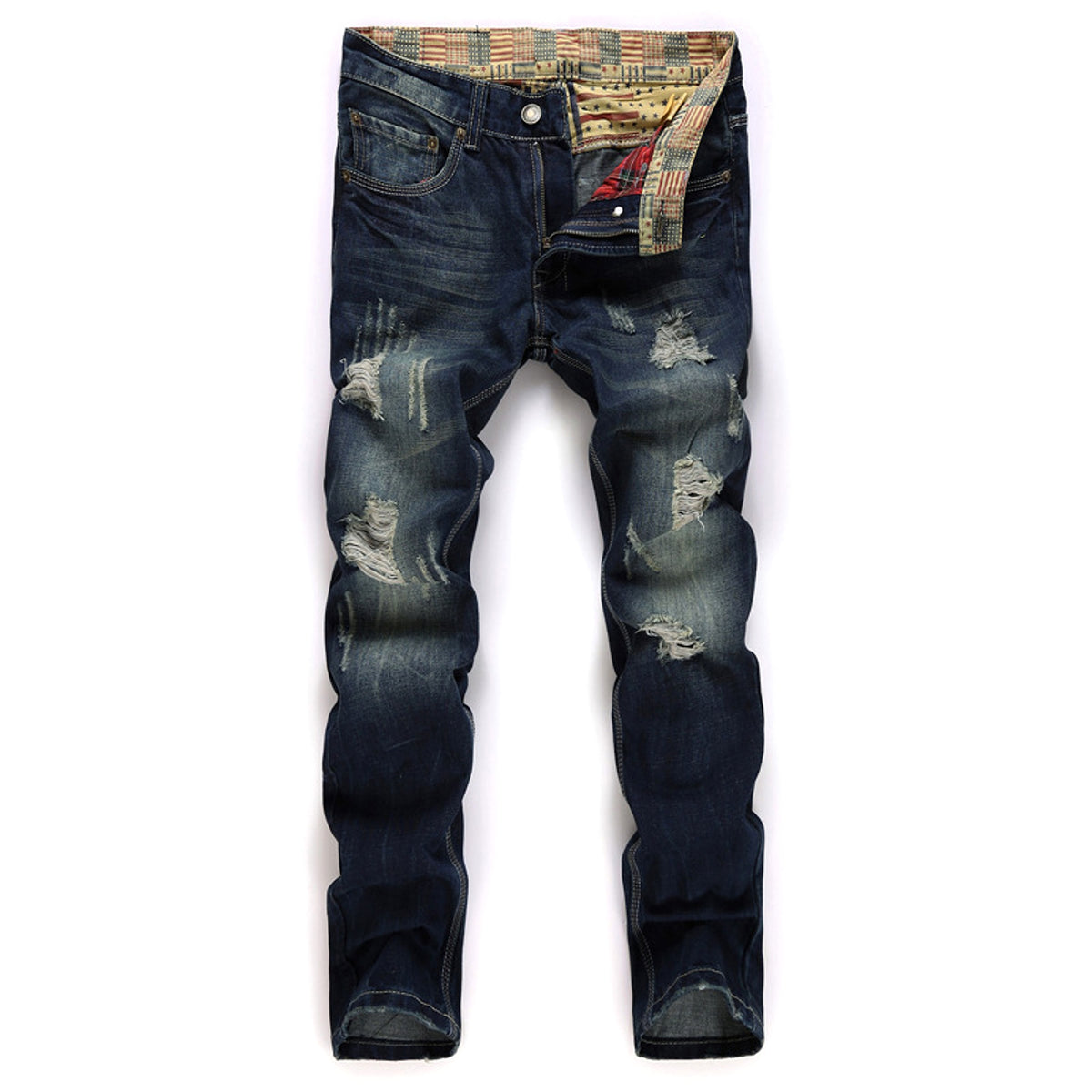 Men's Jeans Wear Hole Straight Tube - enhanced image 5