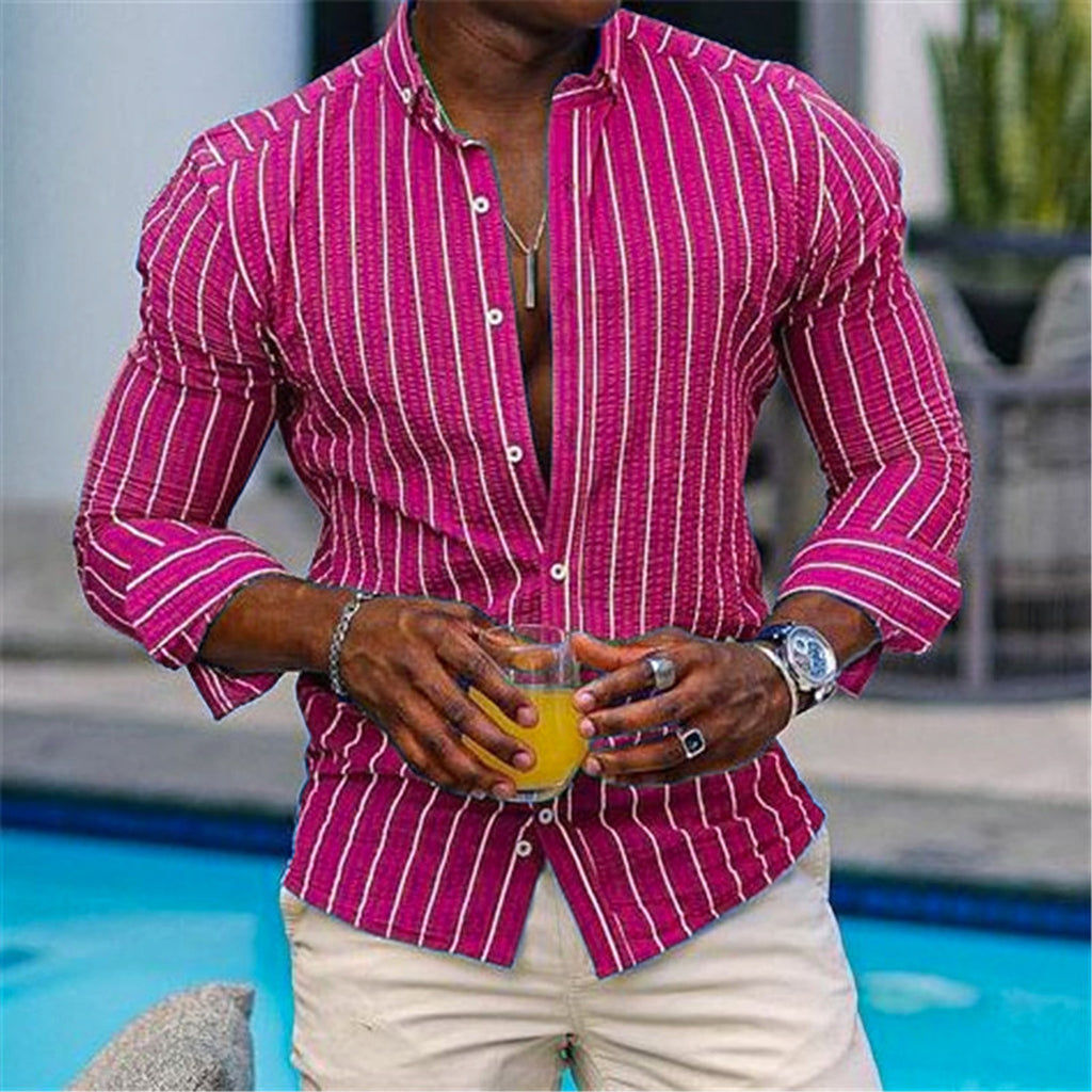 Men's Long Sleeve Lapel Plaid DressShirt - enhanced image 5