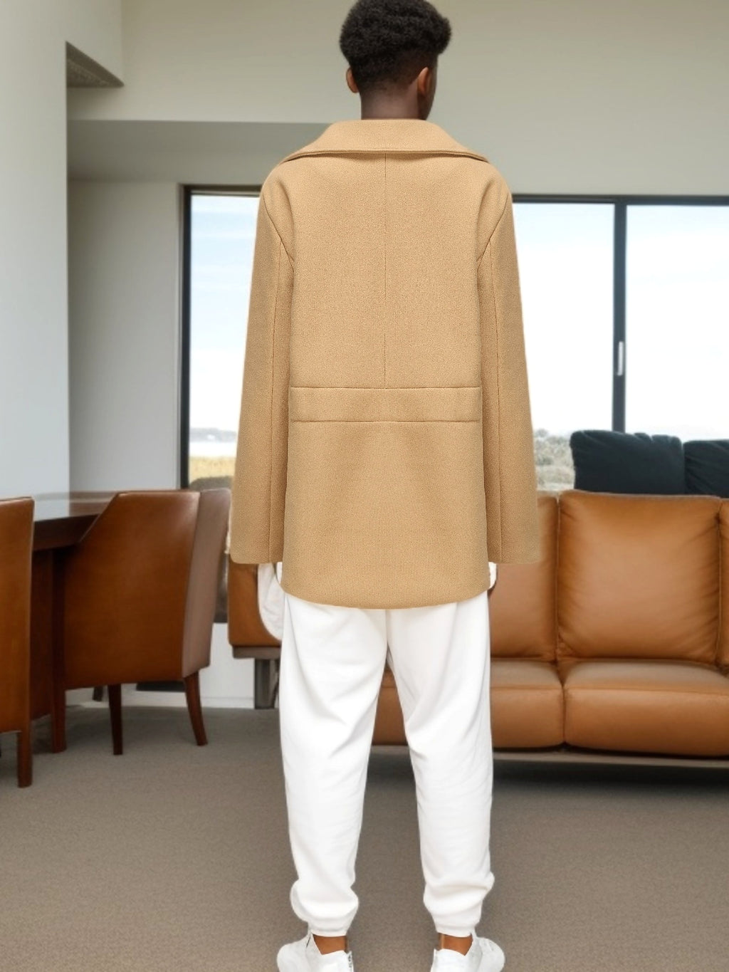 A1. Men's Mid-length Long Sleeve Woolen Coat - enhanced image 5