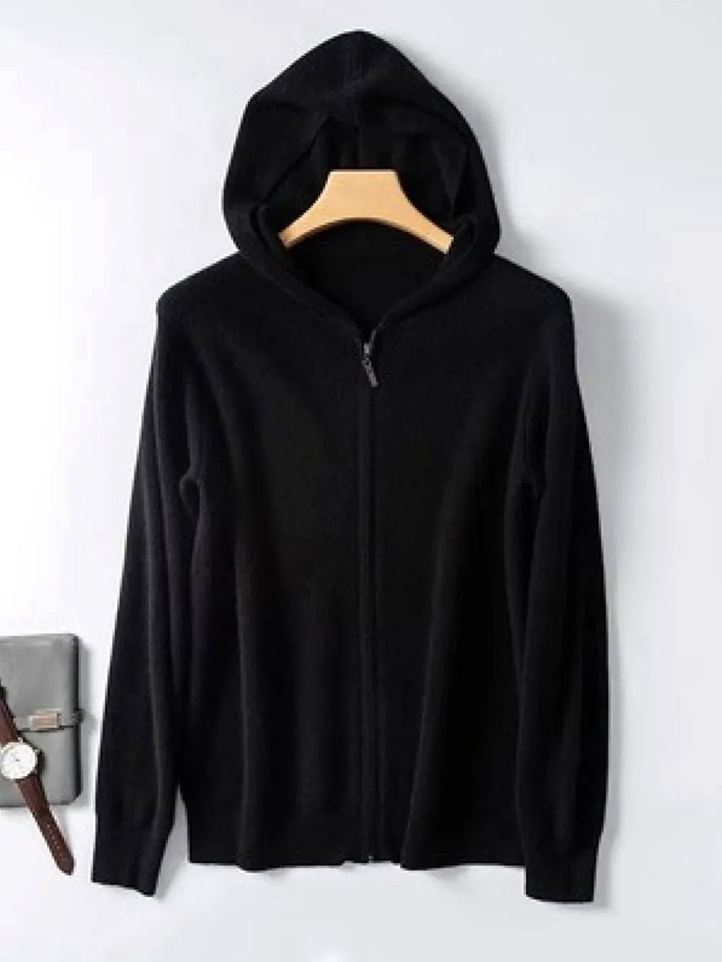 Men's Plus Size Zip-Up Hooded Knit Cardigan - enhanced image 5