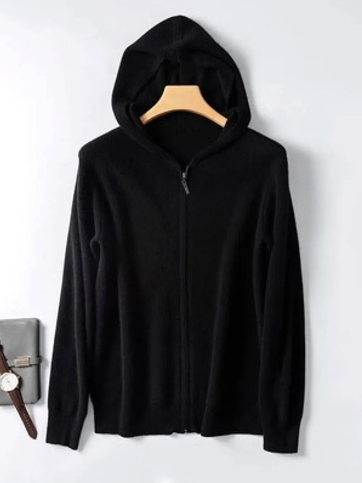 Men's Plus Size Zip-Up Hooded Knit Cardigan - enhanced image 5