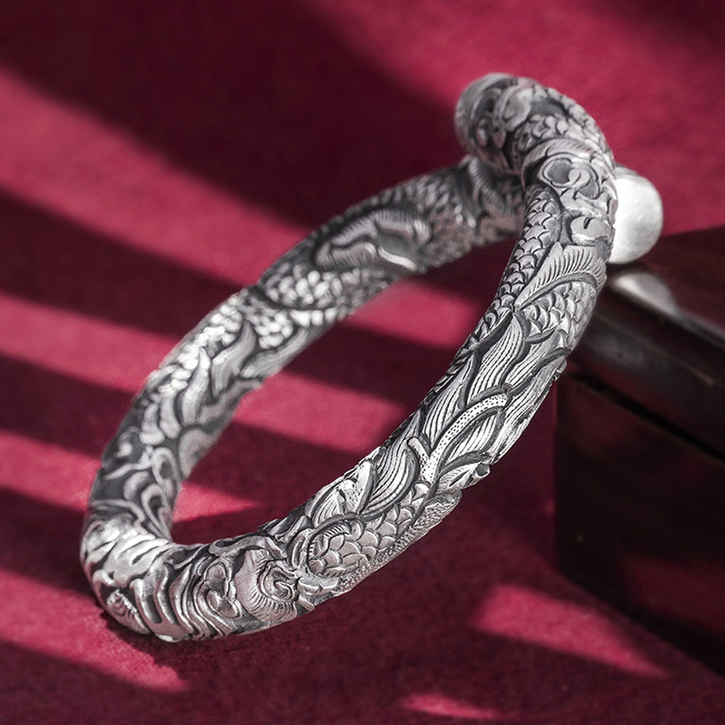Men's Silver Double Head Bead Playing Bracelet - enhanced image 5