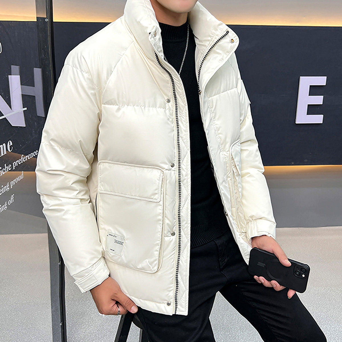 Men's Stand-up Collar Down Jacket Coat - enhanced image 5
