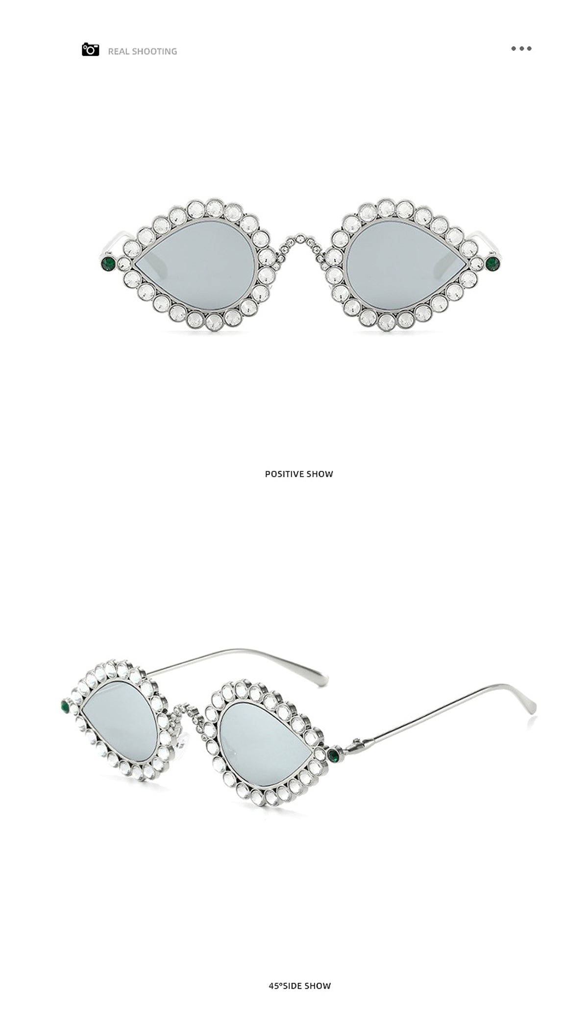 Z. Metal Small Frame Diamond Sun Glasses Accessories - enhanced image 5