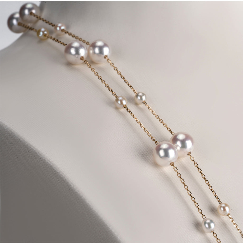 Mixed Color Star Pearl Sweater Necklace - enhanced image 5