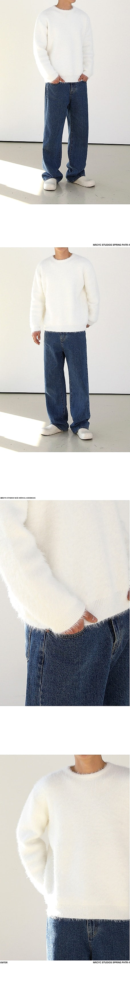 Mohair Solid Color Men's Sweater Winter Thick Round Neck - enhanced image 5