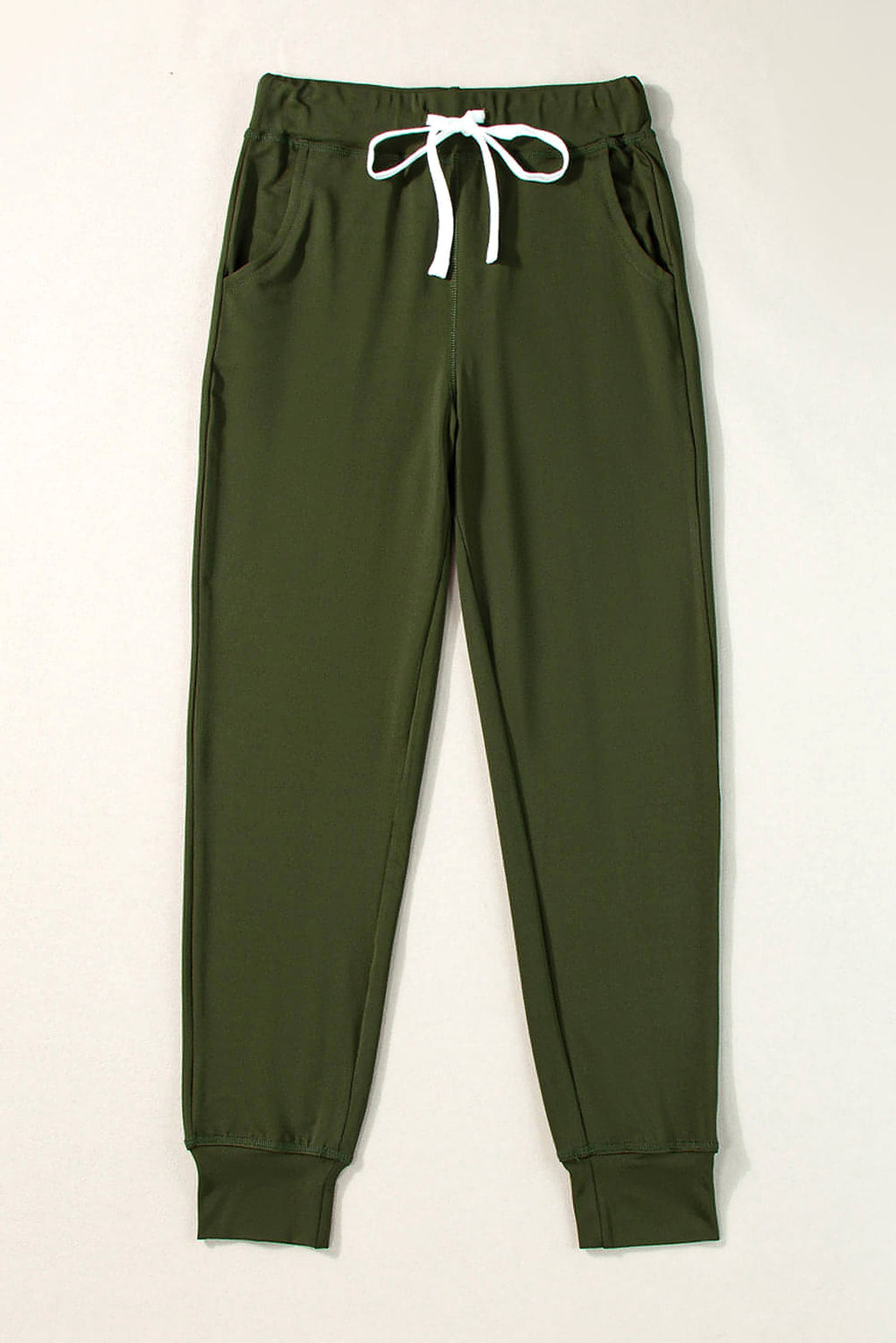 Moss Green Drawstring Waist Pocketed Joggers - enhanced image 5