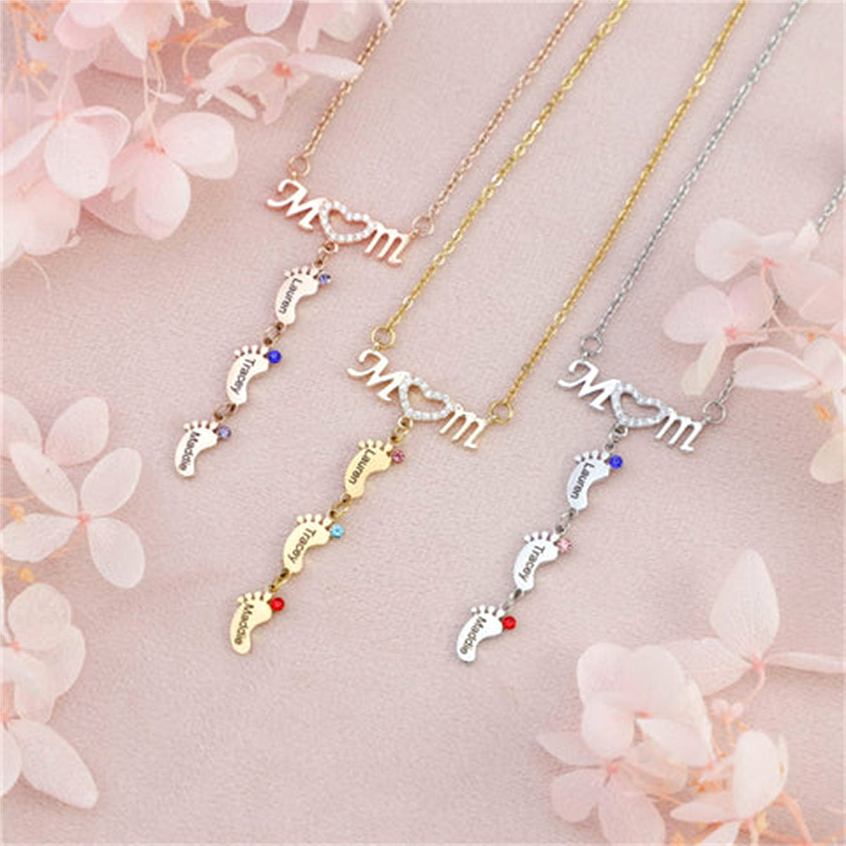 Mother's Day MOM Foot Personalized Necklace - enhanced image 5