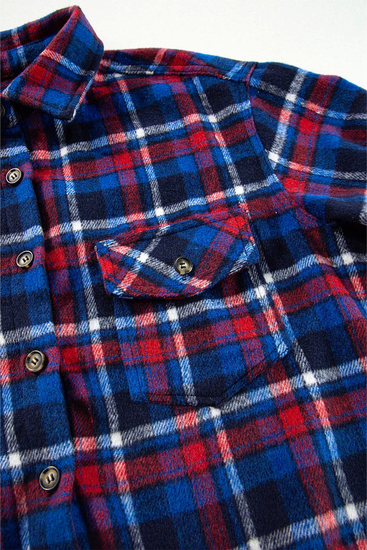 Navy Blue Plaid Flap Pocket Button Up Shacket - enhanced image 5