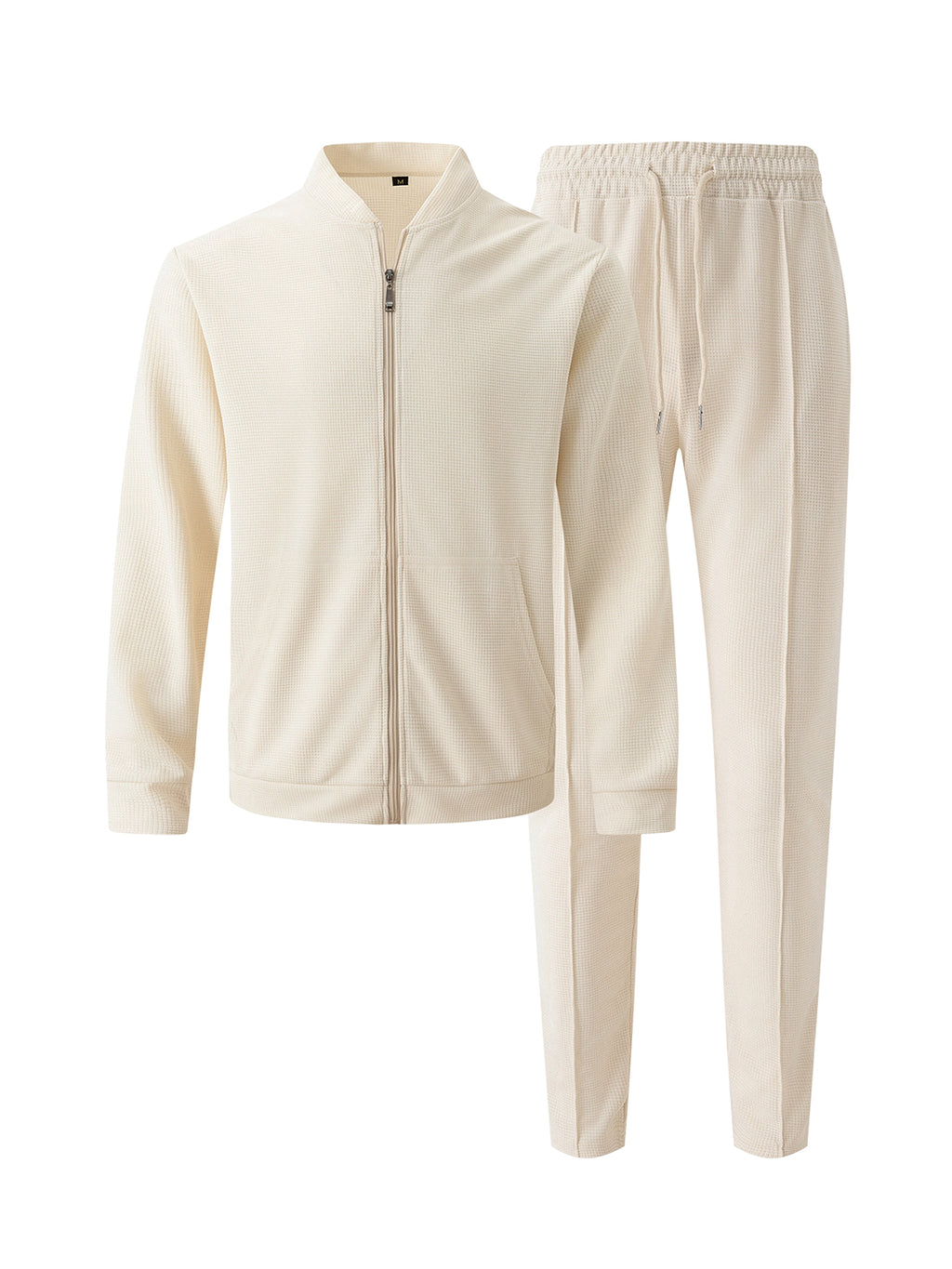 New Waffle Baseball Uniform Pocket Zipper Jacket Coat Set - enhanced image 5