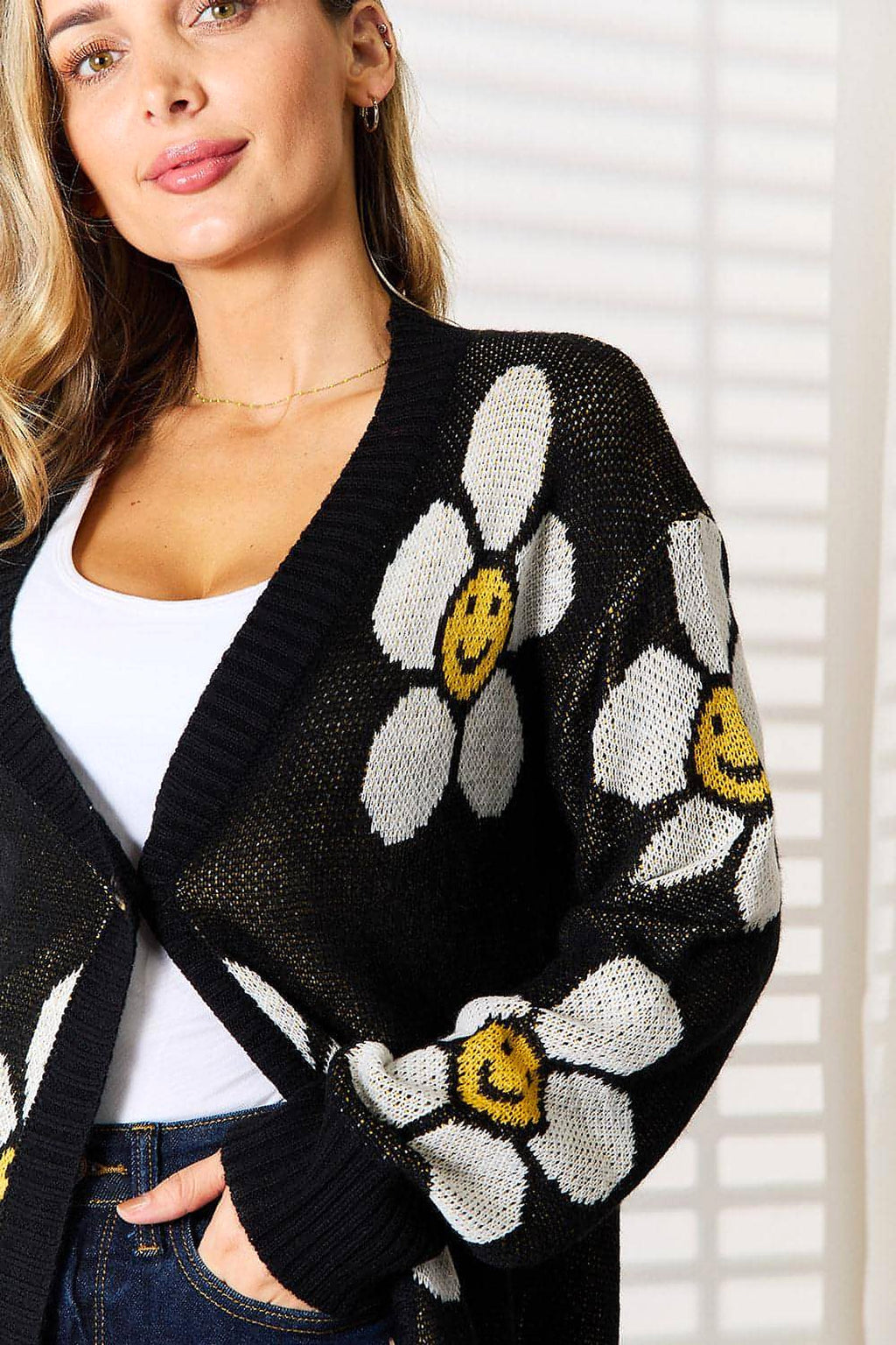 Perfee Floral Button Down Longline Cardigan - enhanced image 5