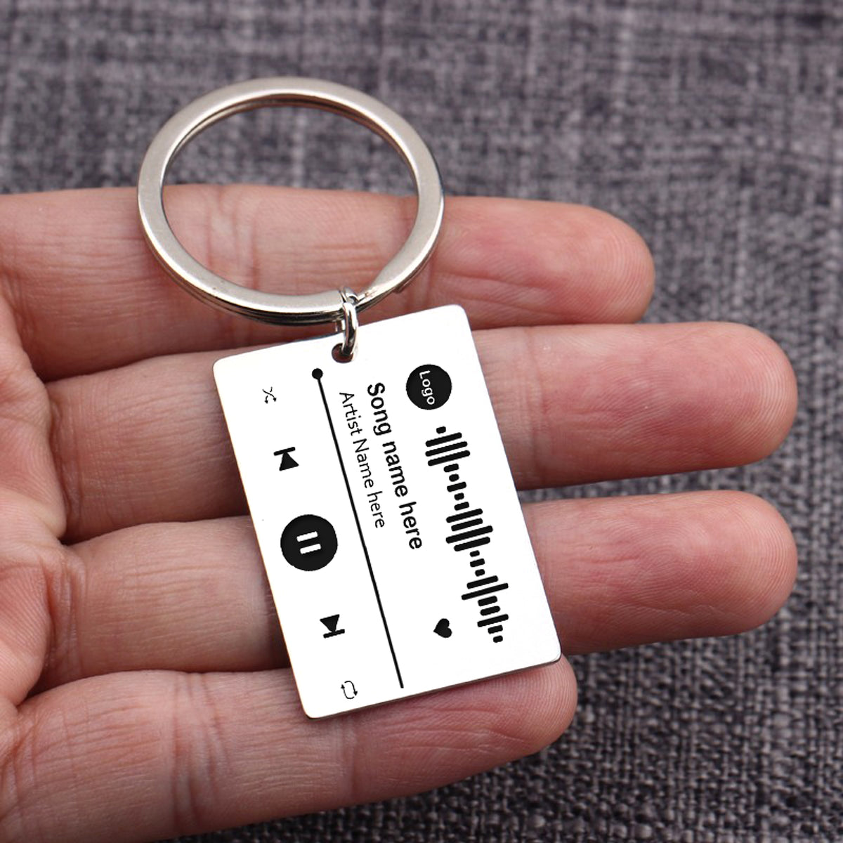 Personalized DIY Custom Music Scan Code Keychain Stainless Steel - enhanced image 5