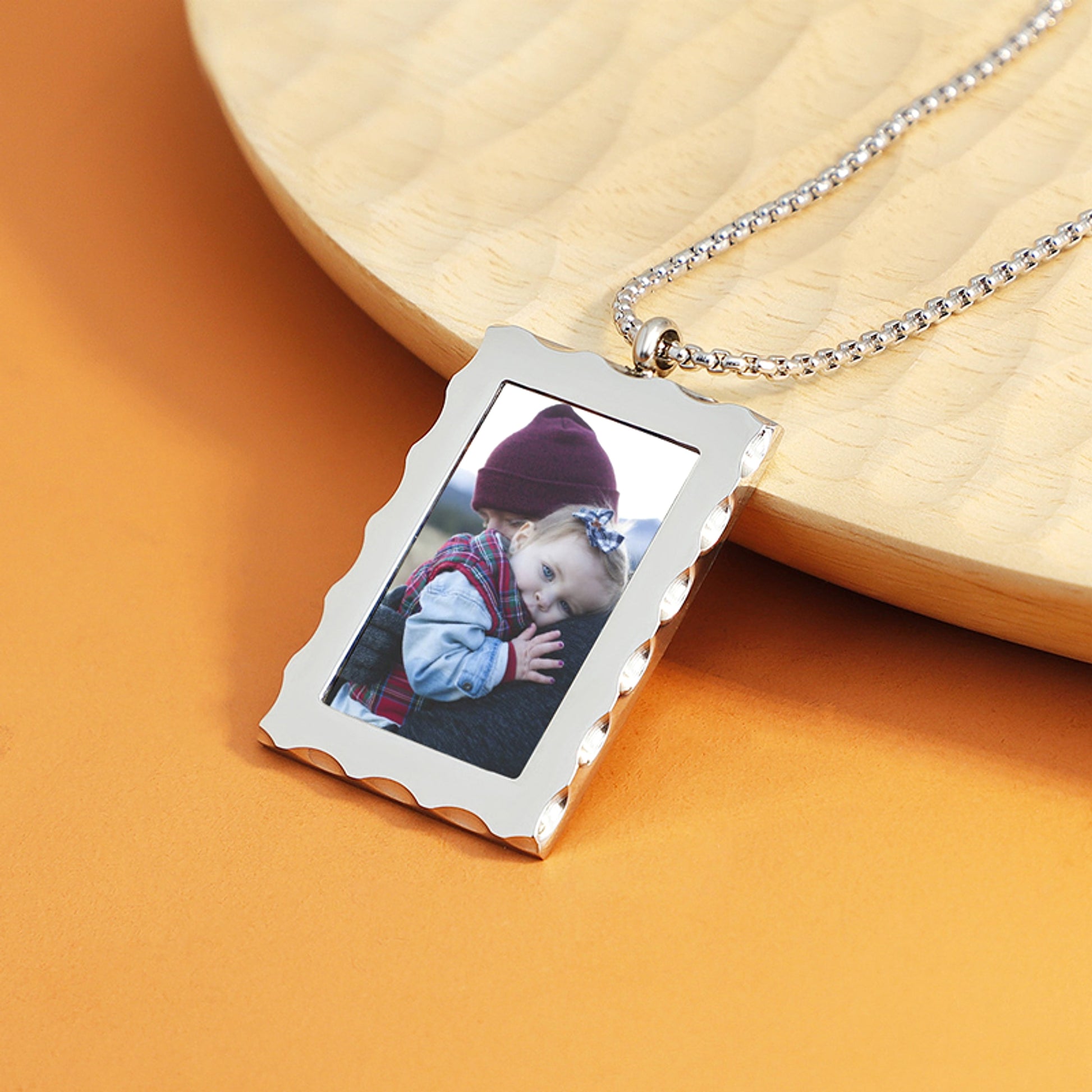 Personalized Gift Customized Photo Frame Necklace - enhanced image 5