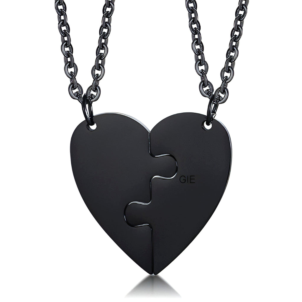 Custom Engraved Heart Puzzle Necklace – Stay Connected, Always! - enhanced image 5