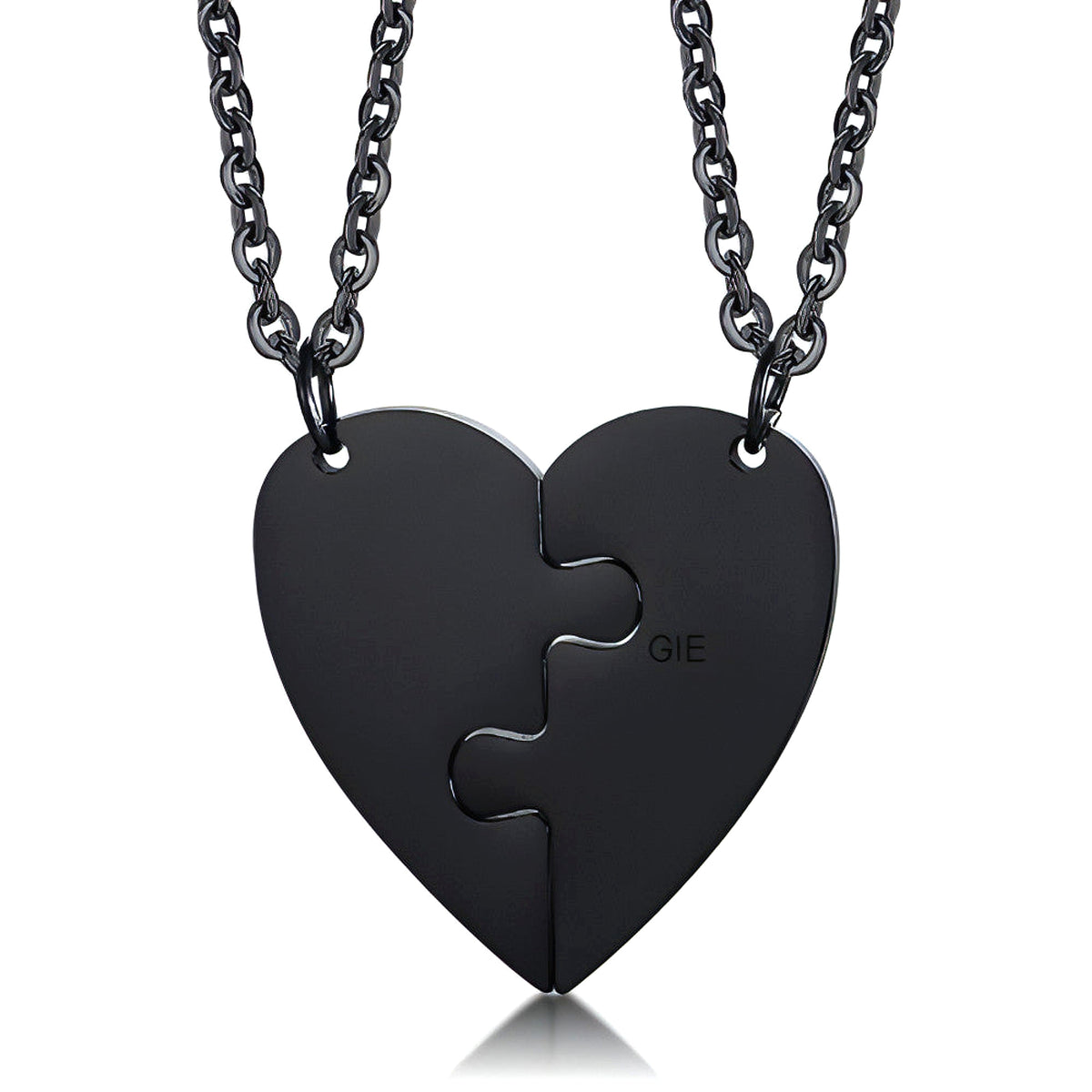 Custom Engraved Heart Puzzle Necklace – Stay Connected, Always! - enhanced image 5