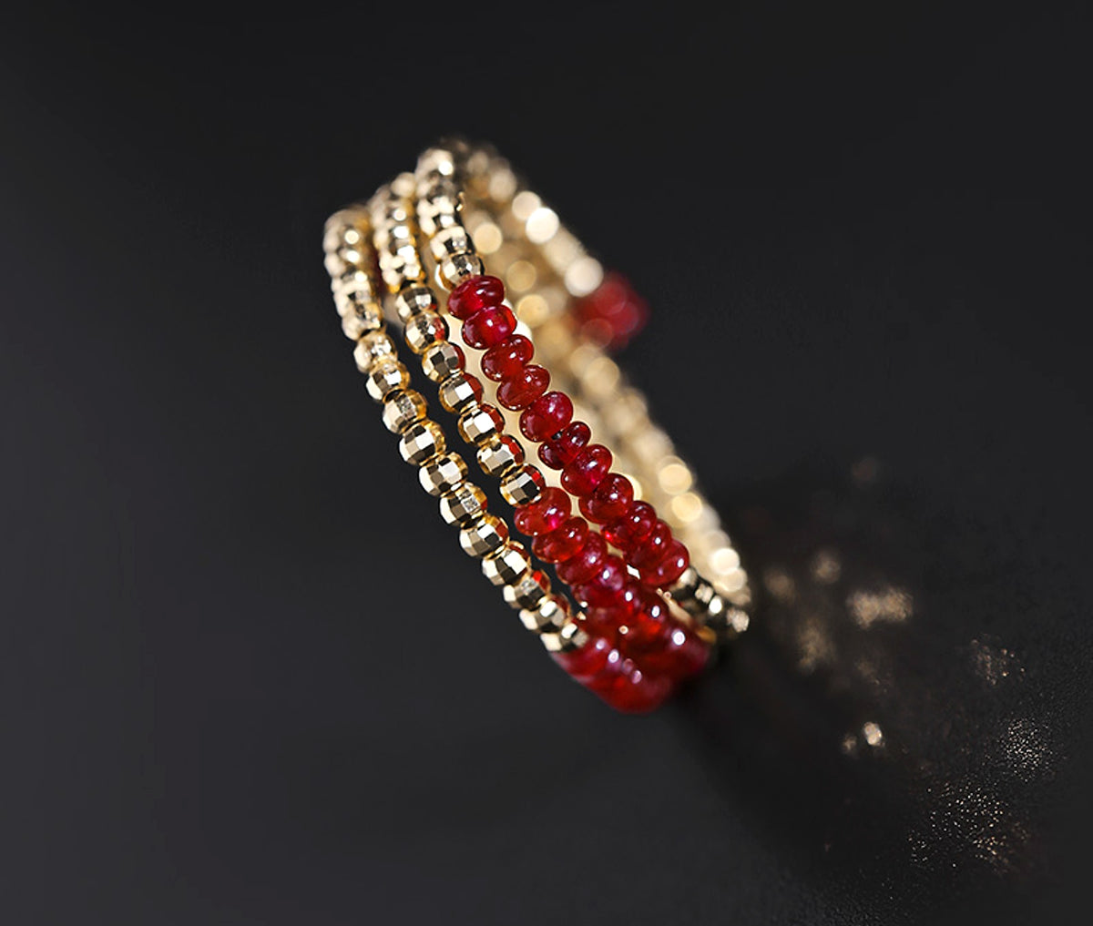 Pigeon Blood Ruby Ring Female 18K Gold Treasure Double-layer Tail Ring Elastic Model - enhanced image 5