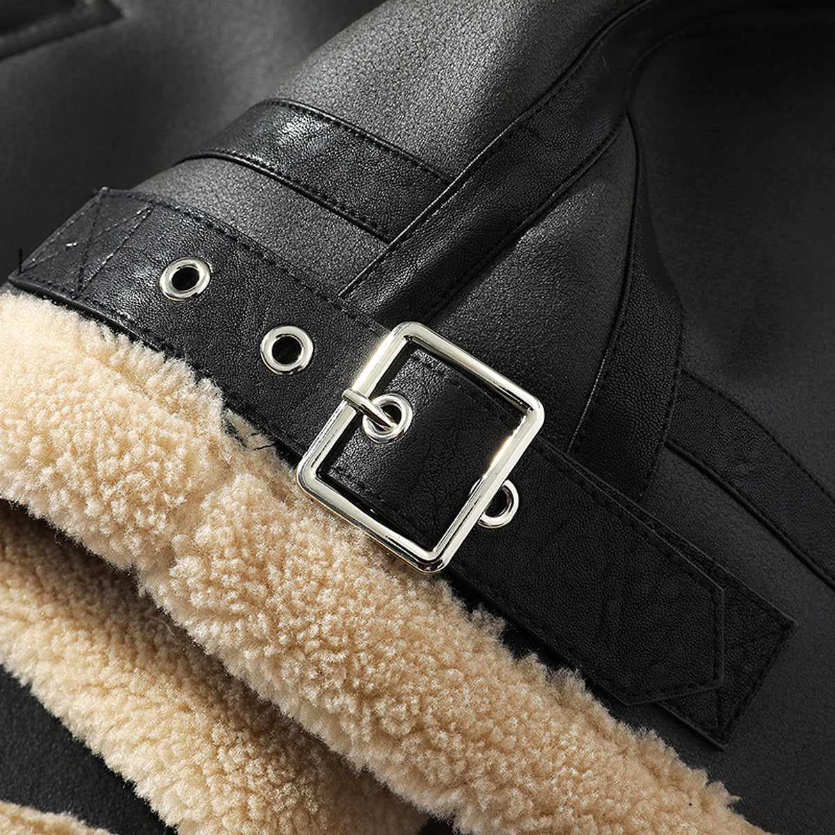 A.1 Plus Size Fleece-lined Thicker Fur Integrated Lapel Jacket Men - enhanced image 5
