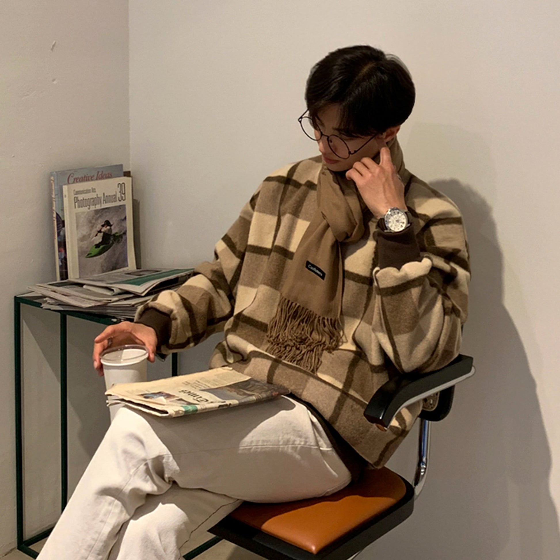 Plush Plaid Sweater Men's - enhanced image 5