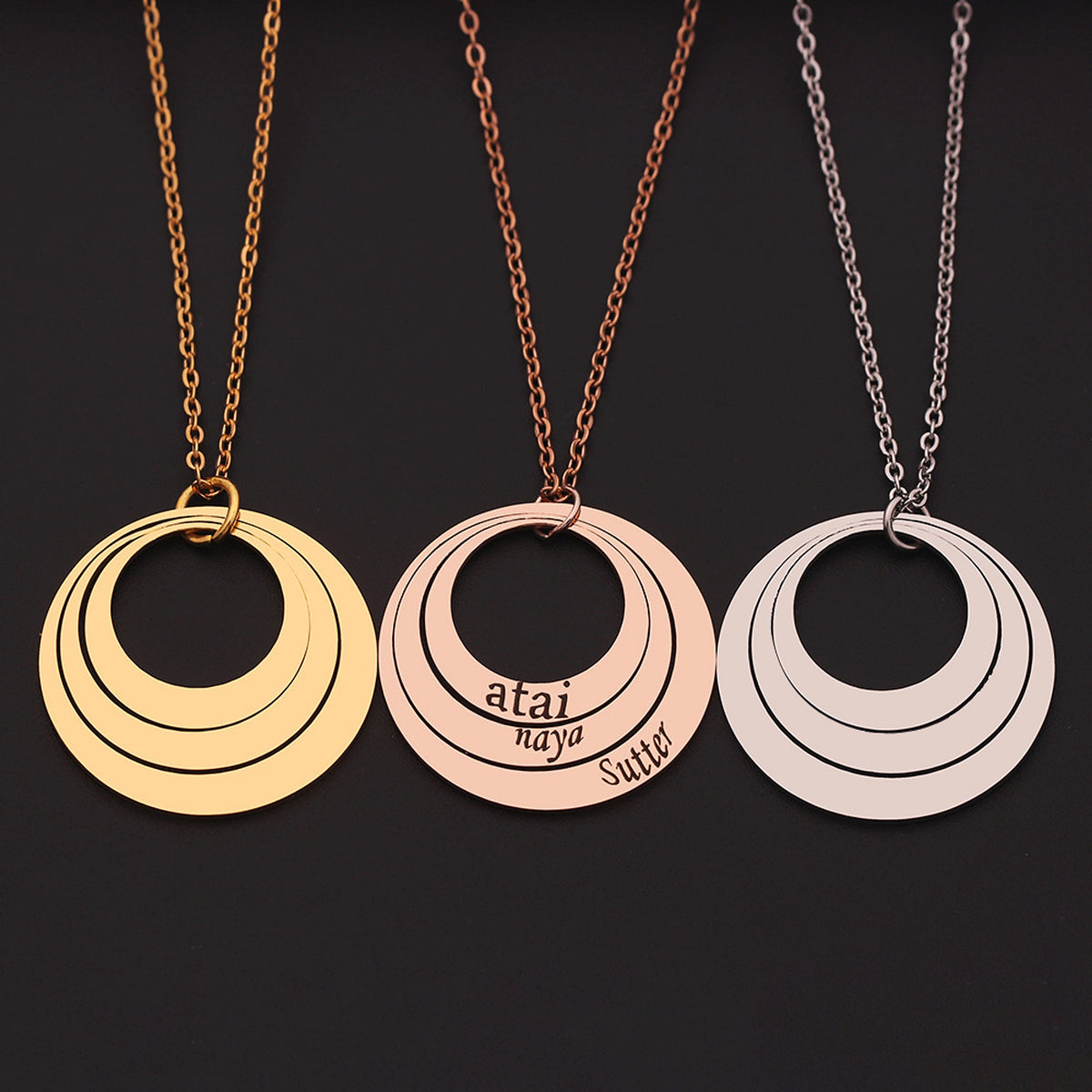 Custom Engraved Three-Name Necklace – A Symbol of Love & Connection! - enhanced image 5