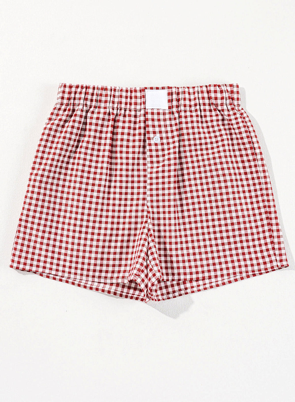 Red Plaid Gingham Printed High Waist Shorts - enhanced image 5
