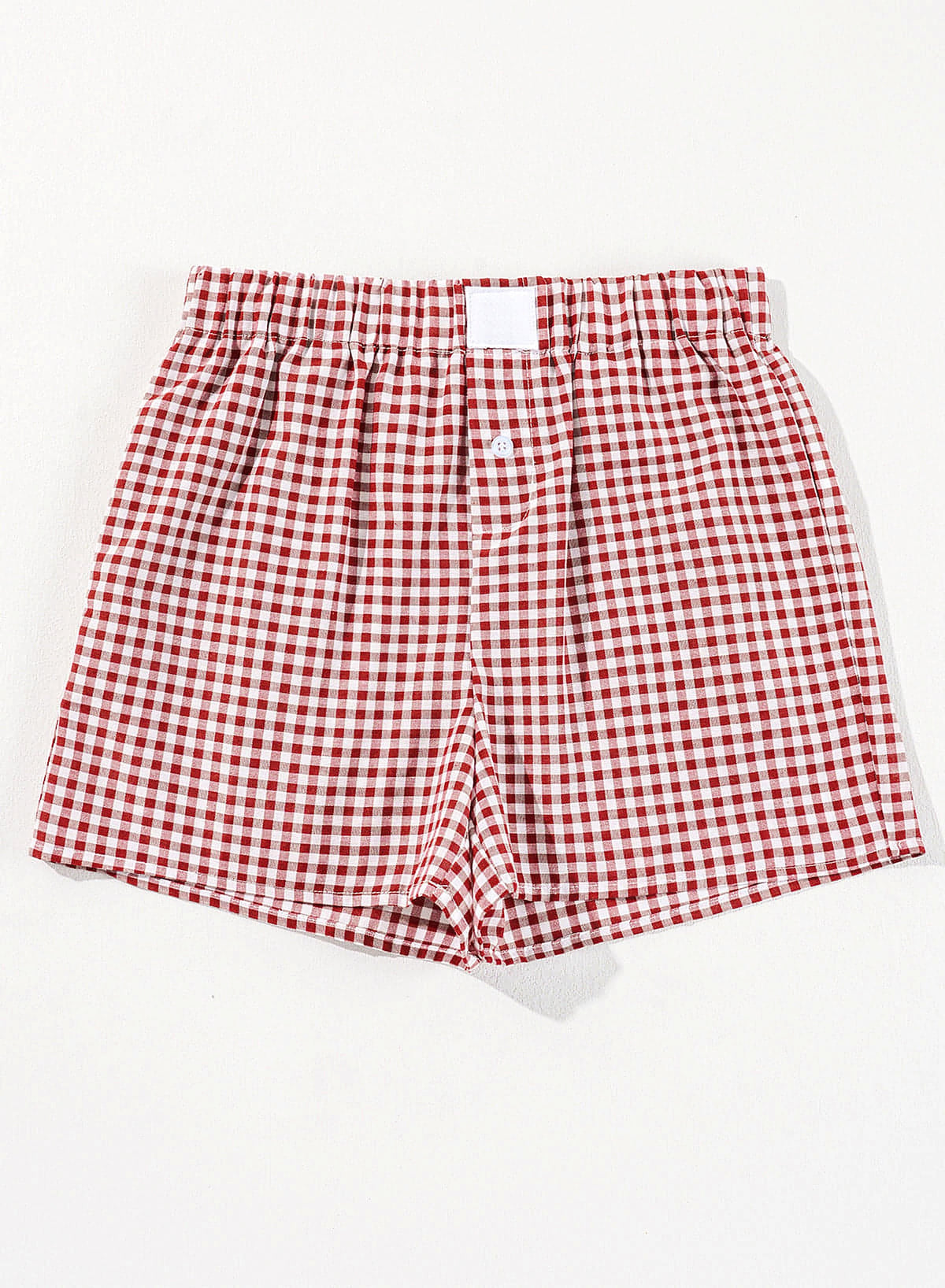 Red Plaid Gingham Printed High Waist Shorts - enhanced image 5