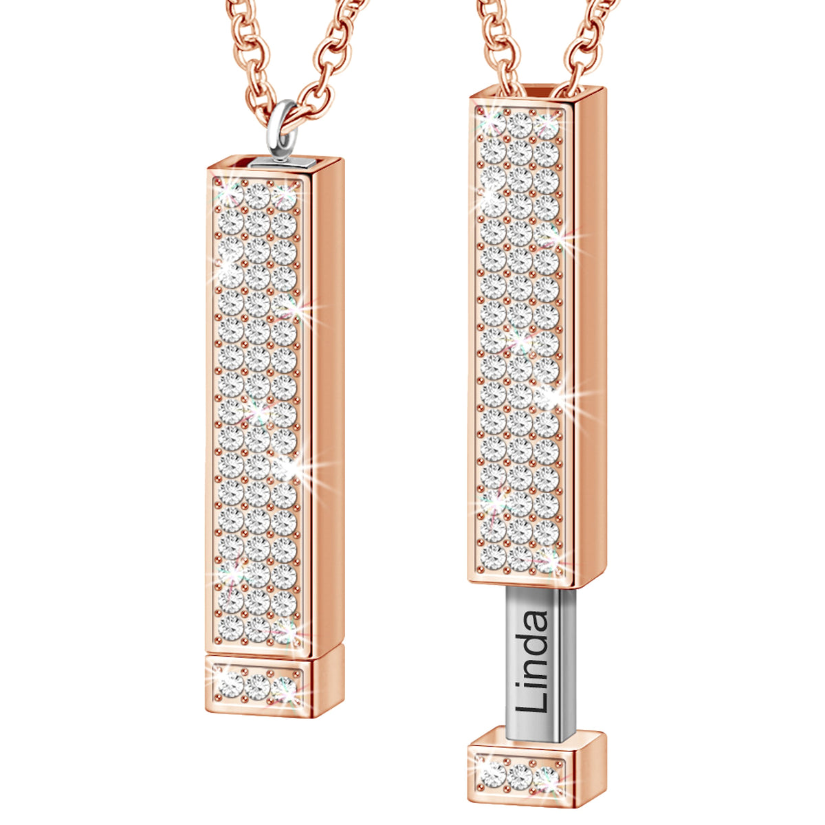 Retractable Three-dimensional Rod Pendant DIY Customized Name Diamond Necklace - enhanced image 5