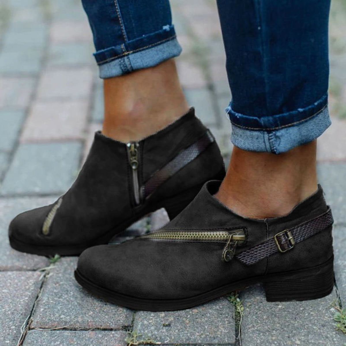 Business Boots With Side Zipper Belt Women's Shoes - enhanced image 5
