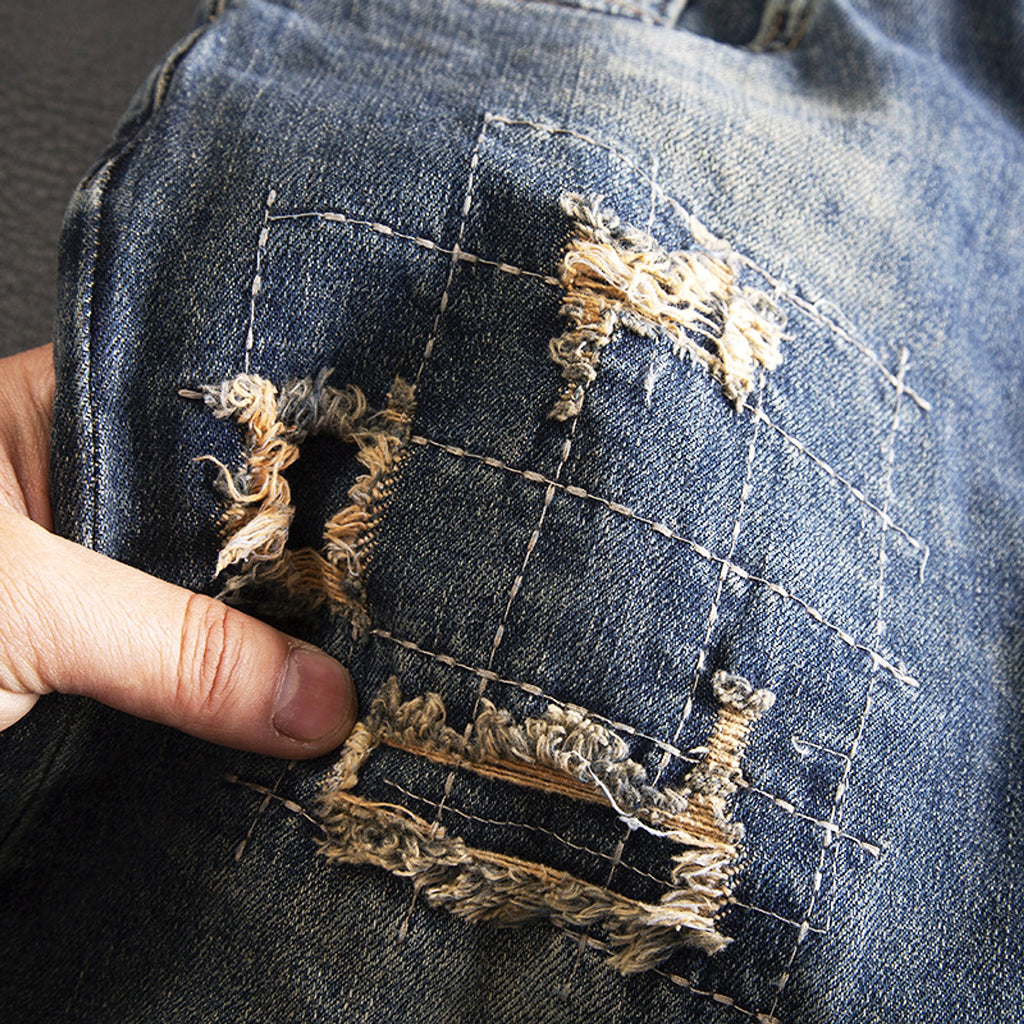 Retro Fashion And Personalized Ripped Jeans For Men - enhanced image 5