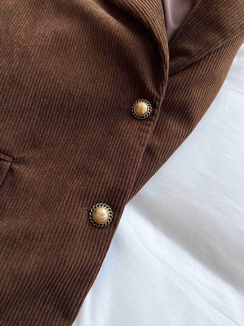 Retro Heavy Industry Metal Buckle Corduroy Suit Jacket - enhanced image 5