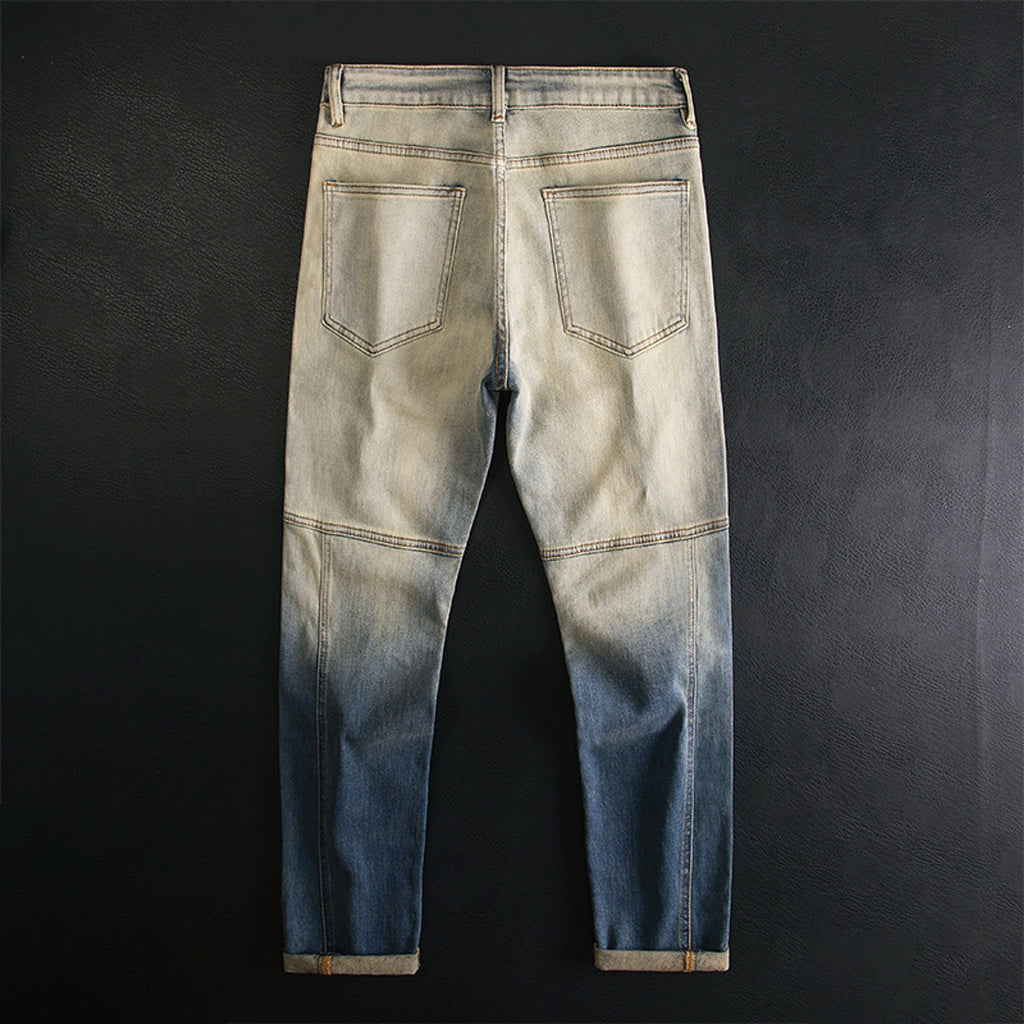 Retro Patchwork Motorcycle Jeans Men - enhanced image 5