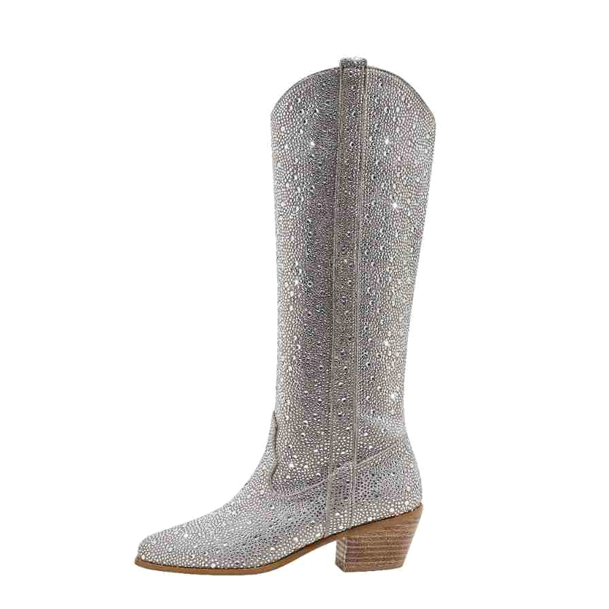 Rhinestone Pointed Toe Straight Boots Glitter-Queen - enhanced image 5