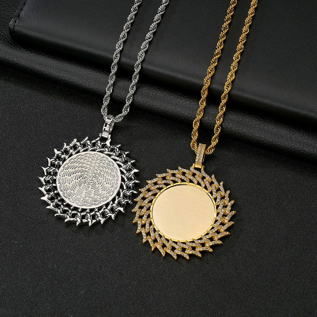 Personalized Round Diamond Sunflower Necklace – Custom Photo & Engraved Pendant - enhanced image 5