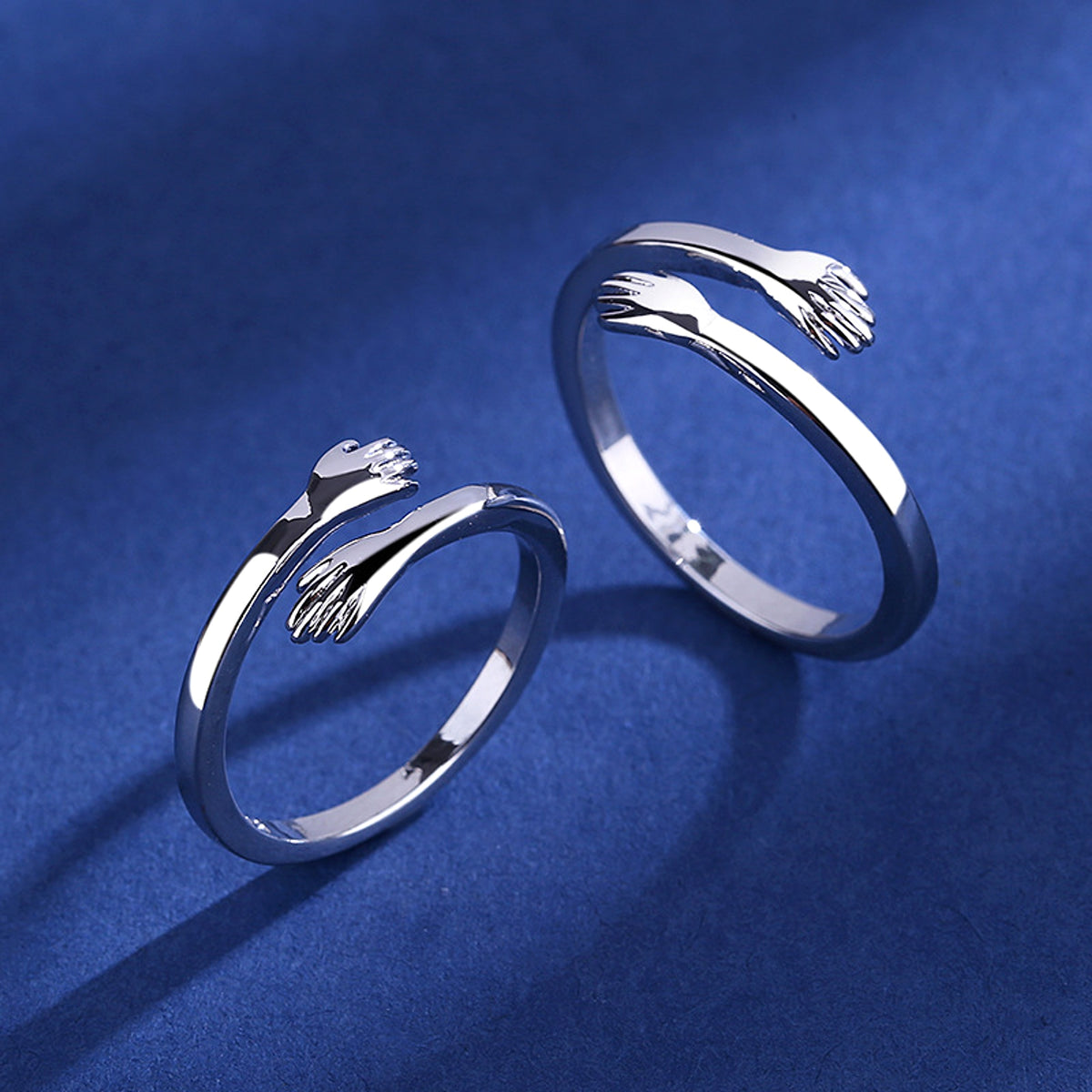 925 Sterling Silver Hug Ring – Adjustable Couple Jewelry - enhanced image 5