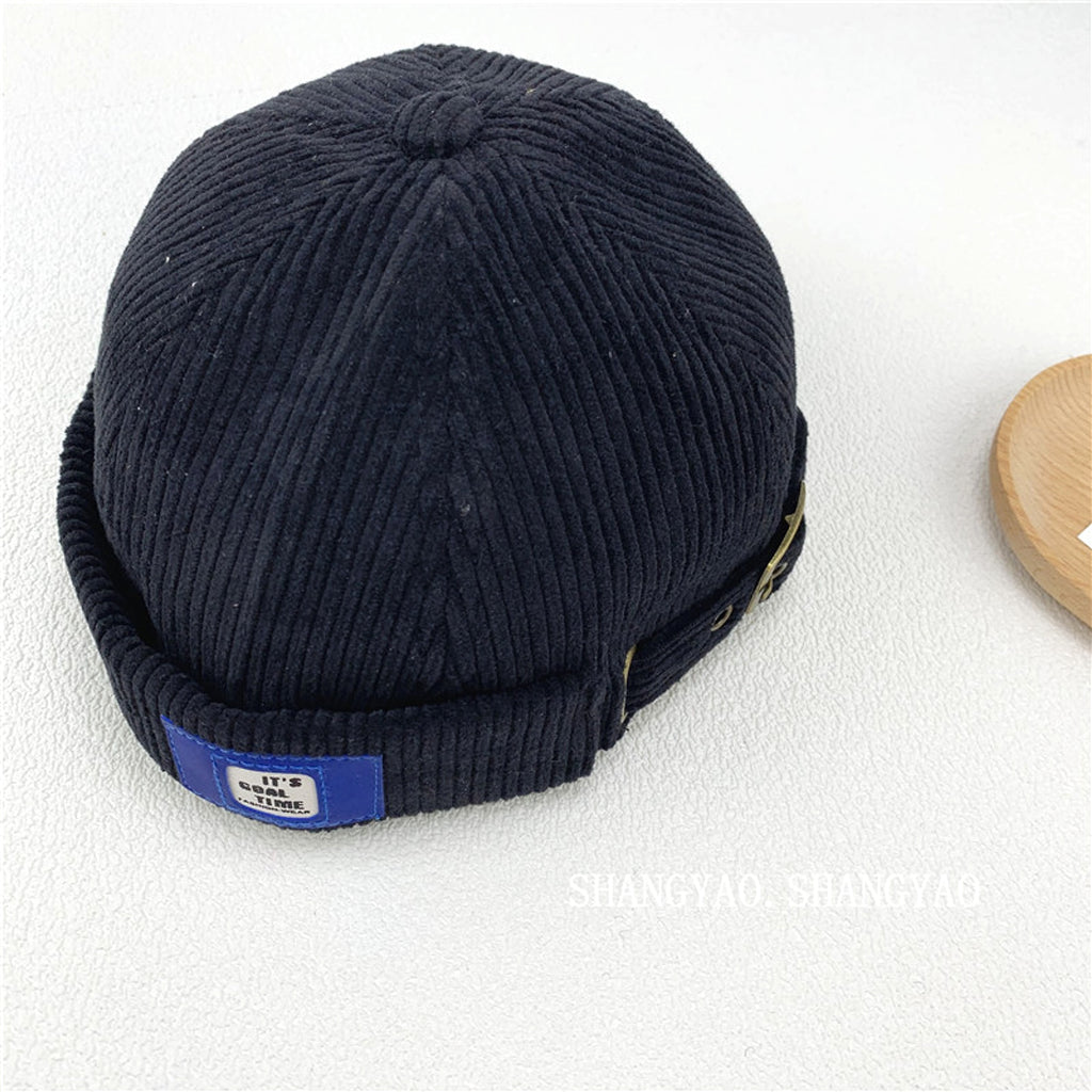 Sailor Corduroy Button Trendy Cap Hat - enhanced image 5