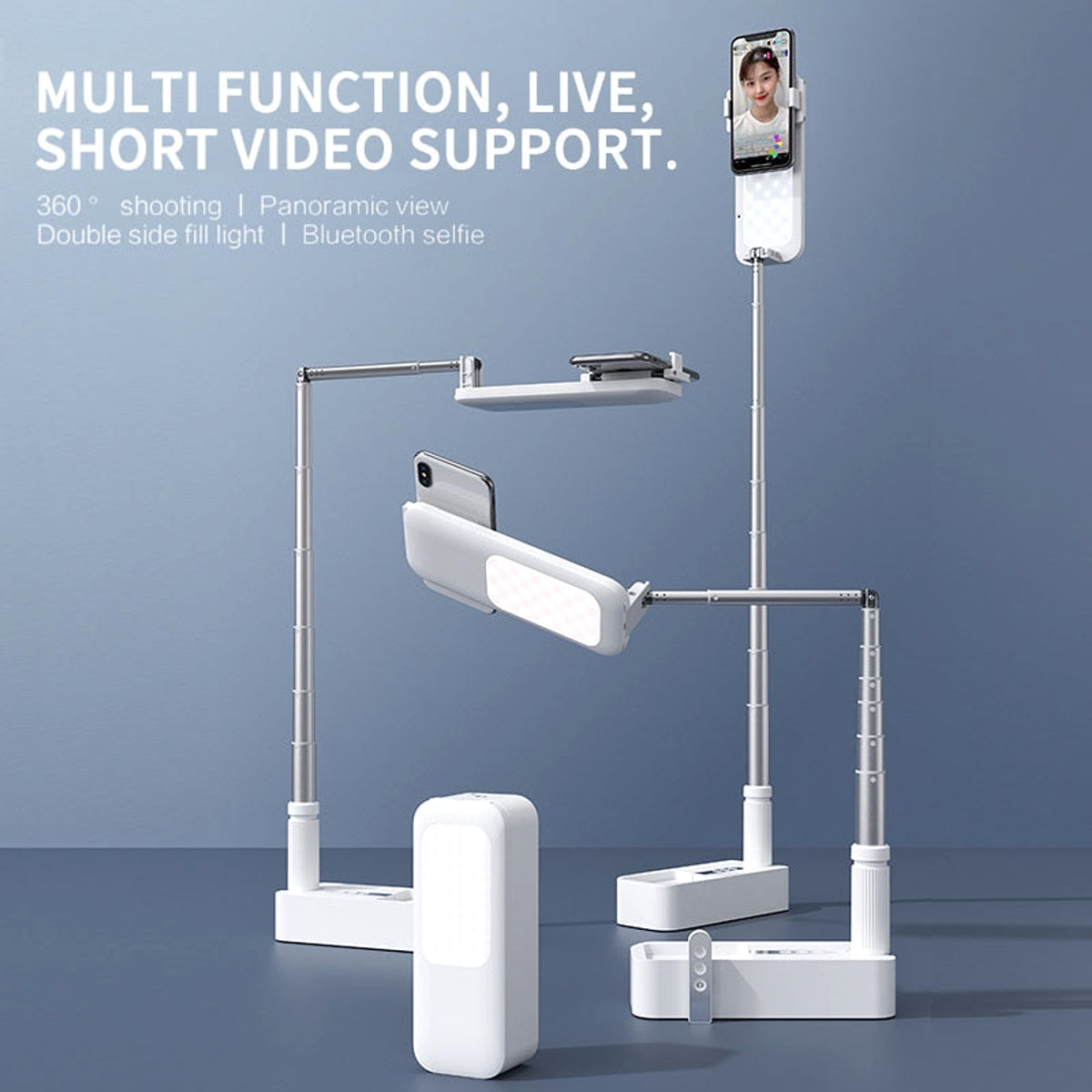 Selfie portable phone holder with lightweight foldable Bluetooth remote control - enhanced image 5