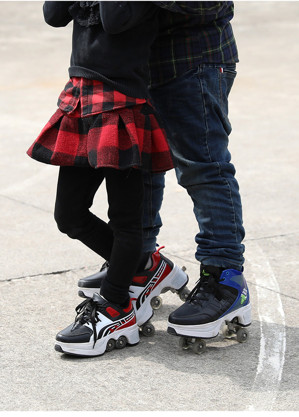 Single And Double Roller Skates For Boys And Girls Burst Walking With Wheels Student Deformed - enhanced image 5