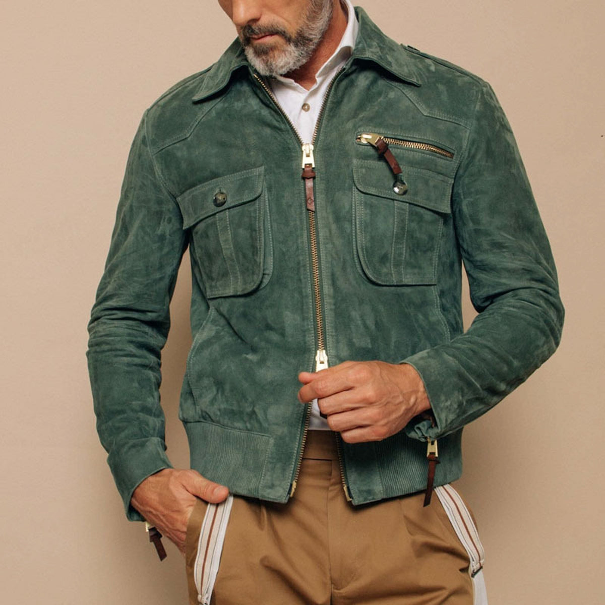 1.A Slim Fit Solid Color Fashion Jacket For Men - enhanced image 5