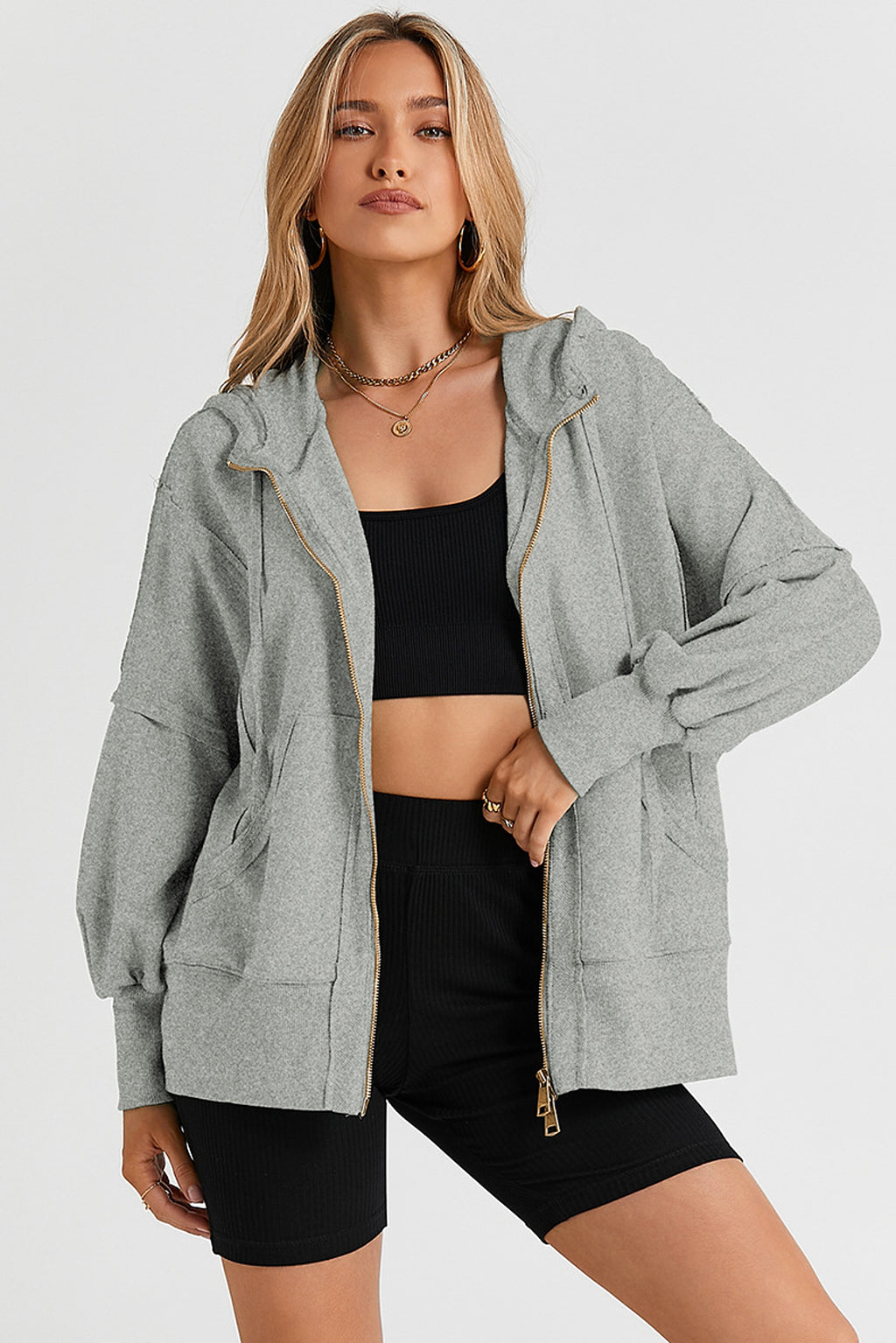 Solid Color Long Sleeve Sweater For Women (Zipper) - enhanced image 5