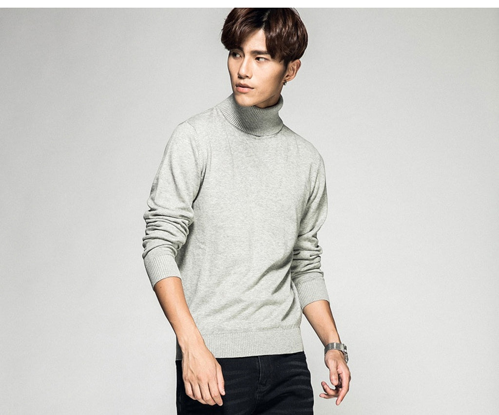 Solid Color Long Sleeve Turtleneck Pullover Men's Base Sweater - enhanced image 5