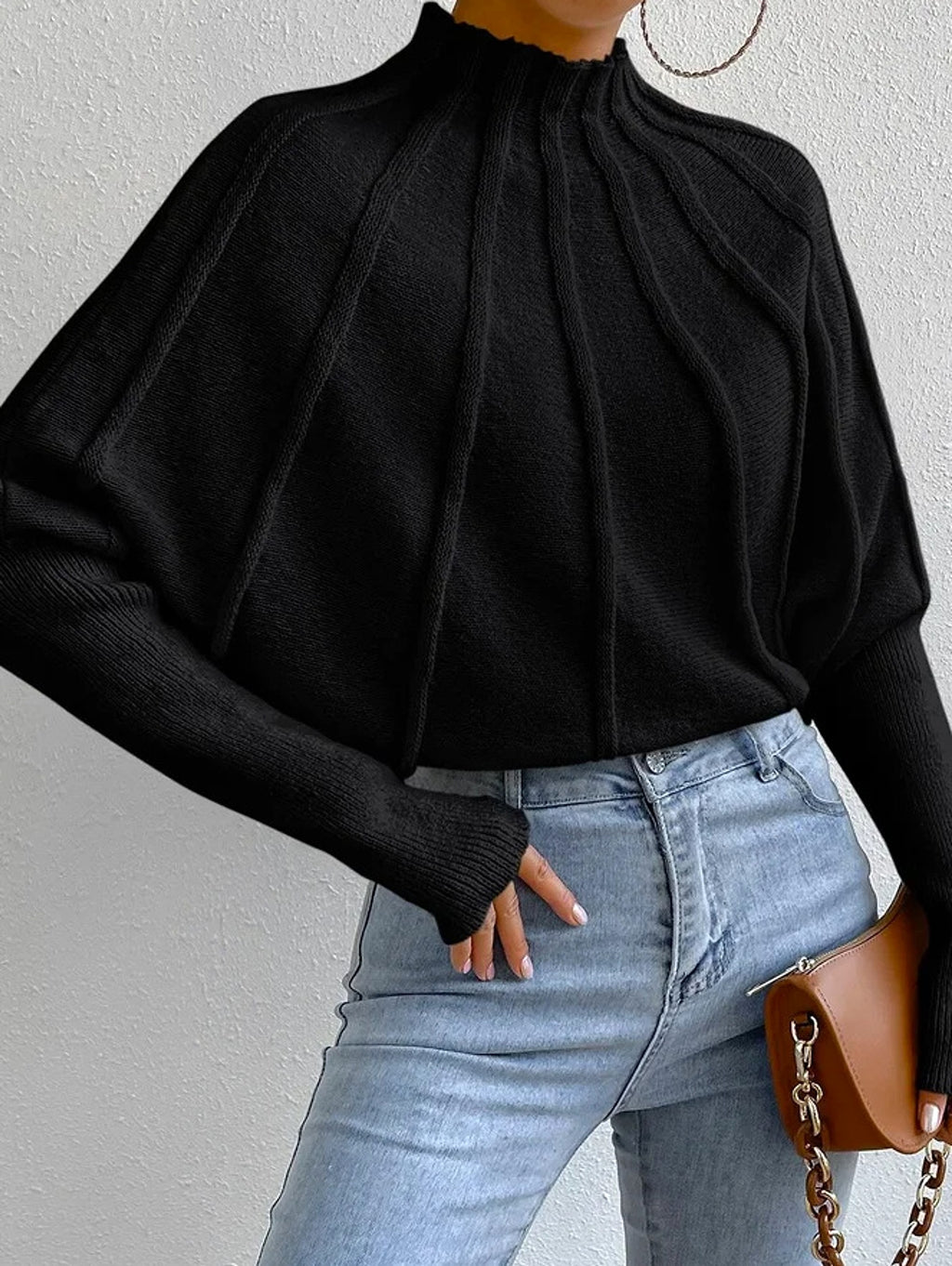 Solid Color Loose Spider Mesh Casual Short Sweater Women - enhanced image 5