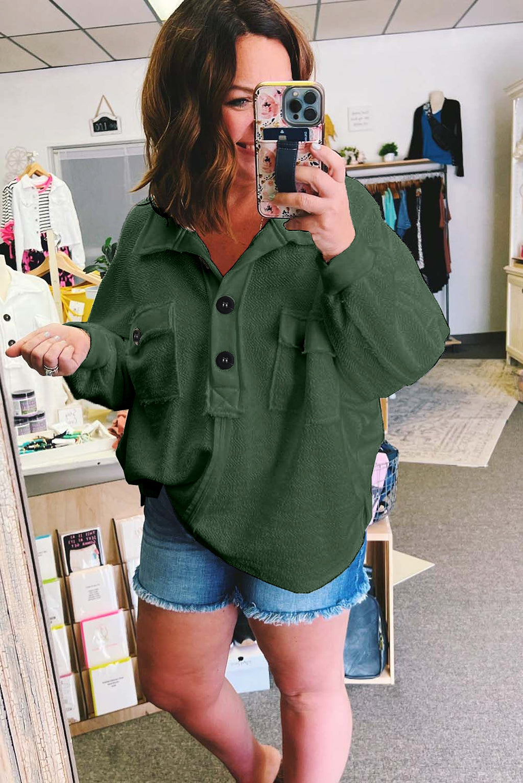 Solid Color Pullover Long Sleeve Top Women's Autumn New Button Loose Sweater Women's - enhanced image 5