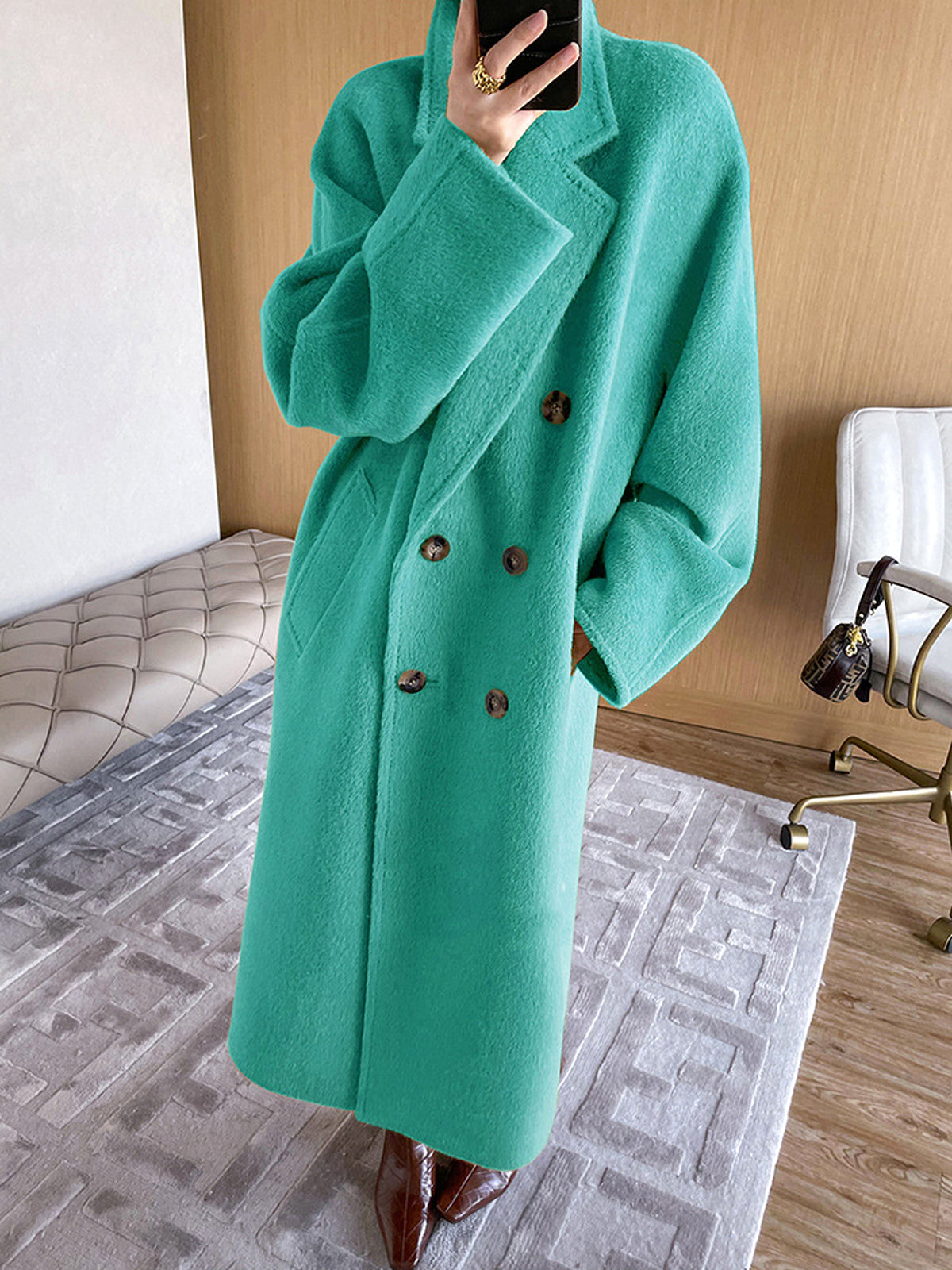 Solid Sail Sheep Camel Coat – Luxury & Warmth for Winter Elegance - enhanced image 5