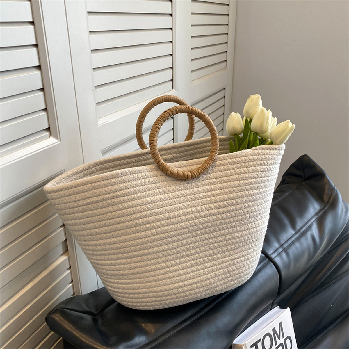 SolunaWeave™ – Beachline Square Straw Tote - enhanced image 5