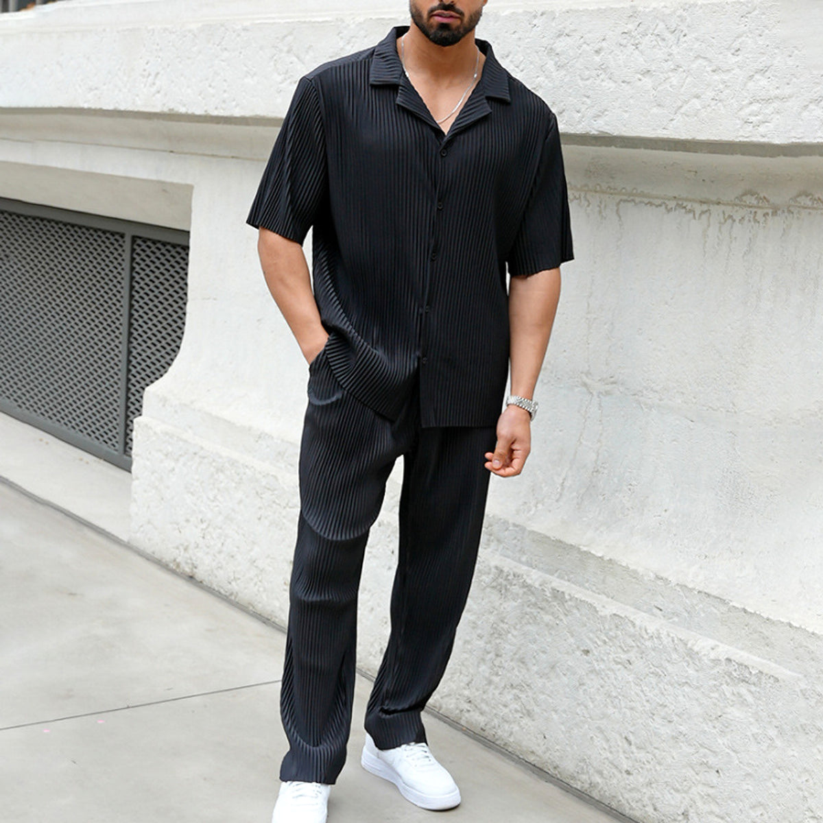 Sports Men Suit Fashion Casual Short-sleeved Trousers Two-piece Set - enhanced image 5