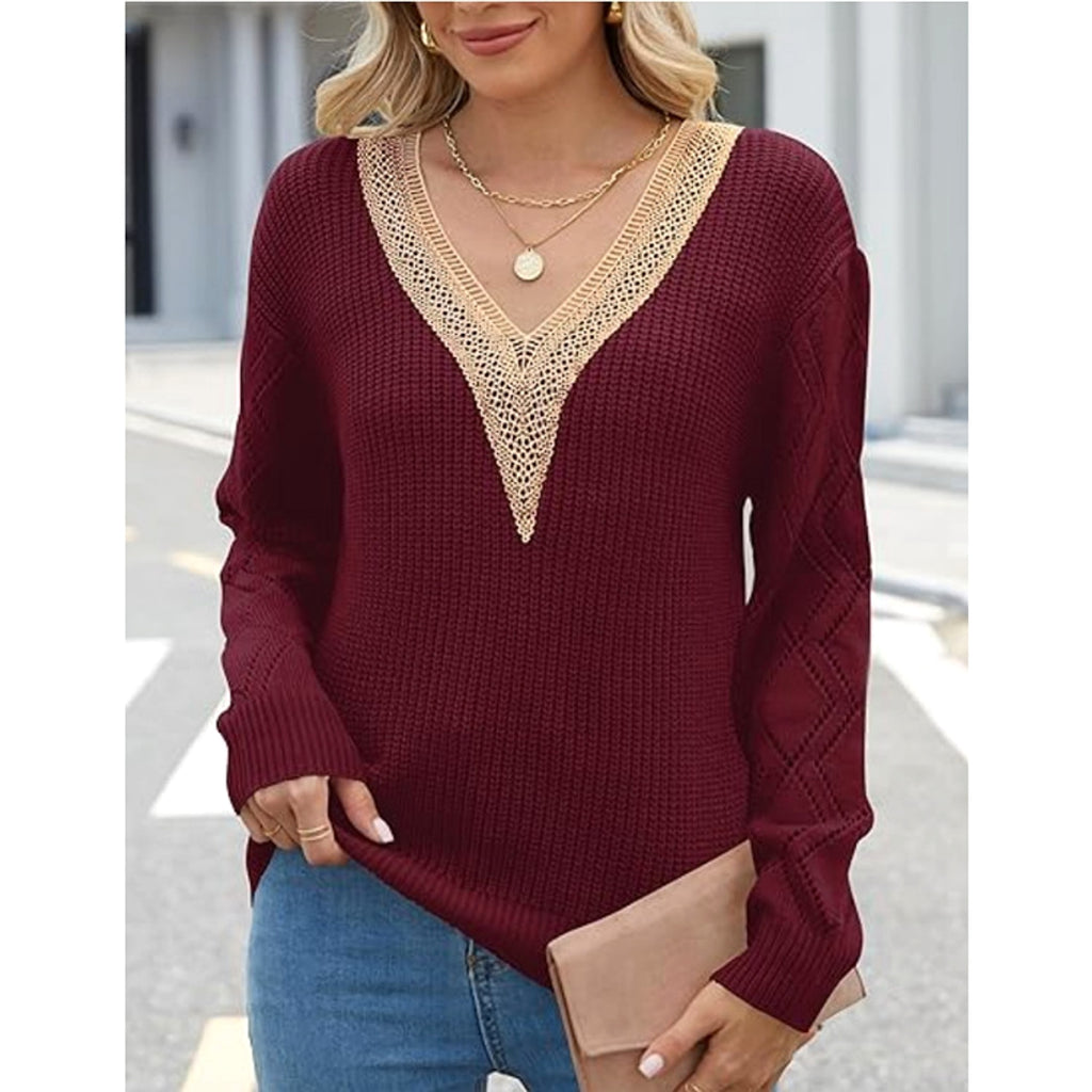Spring And Autumn V-neck Sweater New Loose Casual Women - enhanced image 5